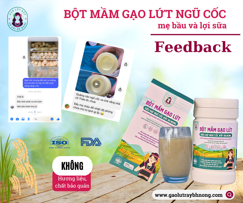 Bột mầm gạo lứt ngũ cốc (mẹ bầu và lợi sữa) Hộp 500g – Cô gái BH.NÔNG