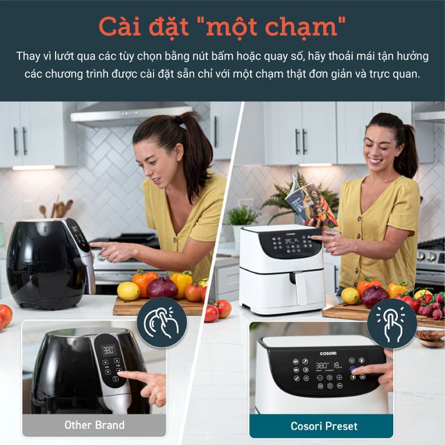 NỒI CHIÊN KHÔNG DẦU ĐIỆN TỬ (AIR FRYER), COSORI, MÀU TRẮNG, CP158-AF-W, 5.8 Qt / 5.5 Lít- HÀNG CHÍNH HÃNG