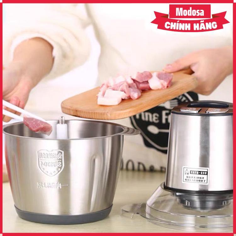 Máy Xay Thịt 4 Lưỡi Modosa - Inox 304 - Dung Tích 2 Lít - Công Suất 250W - Hàng Chính Hãng