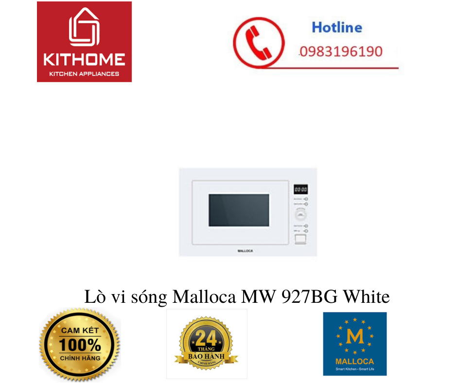 Lò vi sóng Malloca MW 927BG White_Hàng Chính Hãng