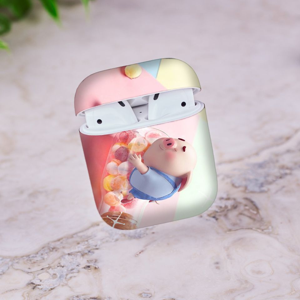 Miếng dán skin chống bẩn cho tai nghe AirPods in hình Heo con dễ thương - HEO2k19 - 157 (bản không dây 1 và 2)