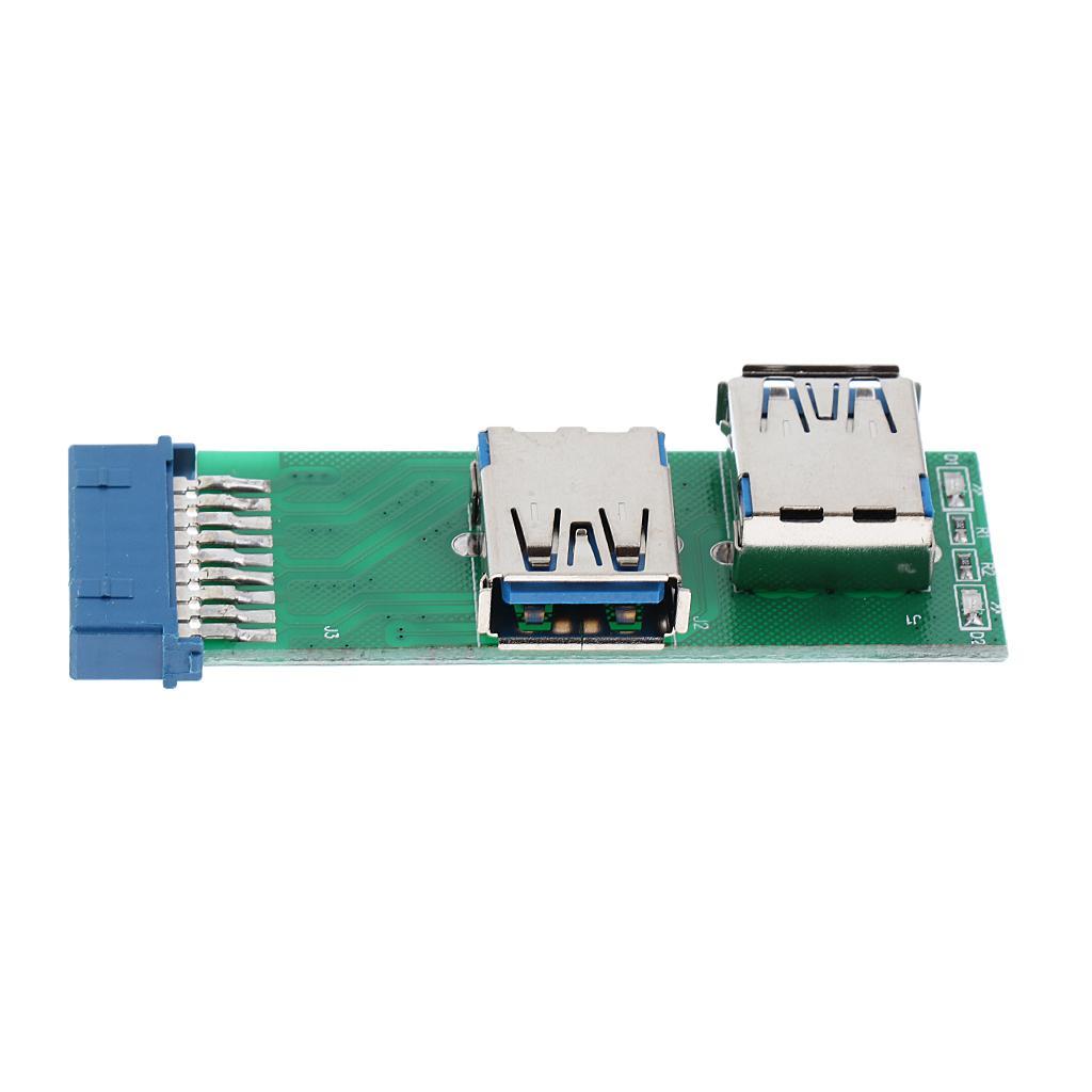 Dual Port USB 3.0 Female Mount Panel Type to Motherboard 20 Pin Adapter