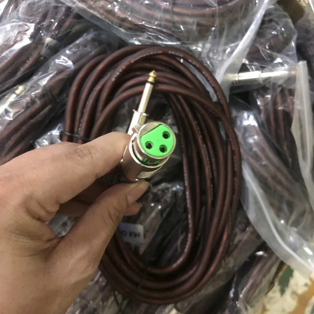 Cáp âm thanh 5M Màu Nâu sang XLR 1 đầu canon cái và 1 đầu 6ly dùng cho micro Karaoke có dây kết nối amply, sound card, mixer, hoặc mixer bàn - Hàng chính hãng