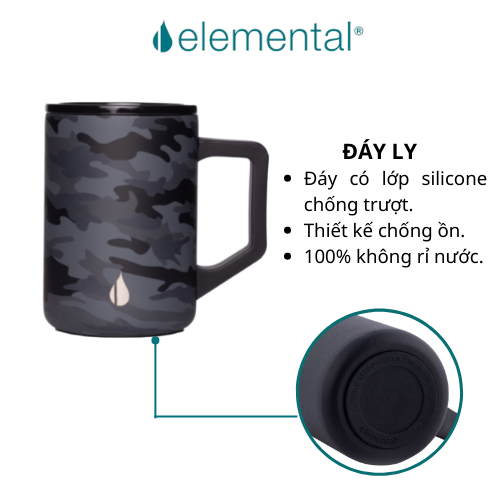 Cốc giữ nhiệt Elemental Summit 470ml màu đen camo, giữ nhiệt vượt trội, an toàn sức khỏe