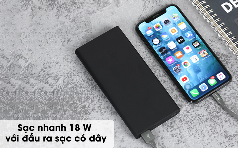 Pin Sạc Dự Phòng Tích Hợp Sạc Không Dây 10000mAh - Thiết Kế Mỏng Nhẹ Tiện Lợi - Sạc Nhanh Nhiều Thiết Bị Cho Nhiều Dòng Điện, An Toàn