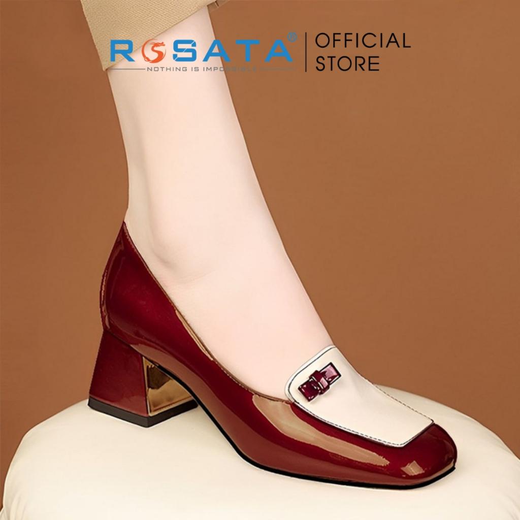 Giày cao gót ROSATA RO416 mũi vuông xỏ chân êm ái gót vuông cao 5cm xuất xứ Việt Nam