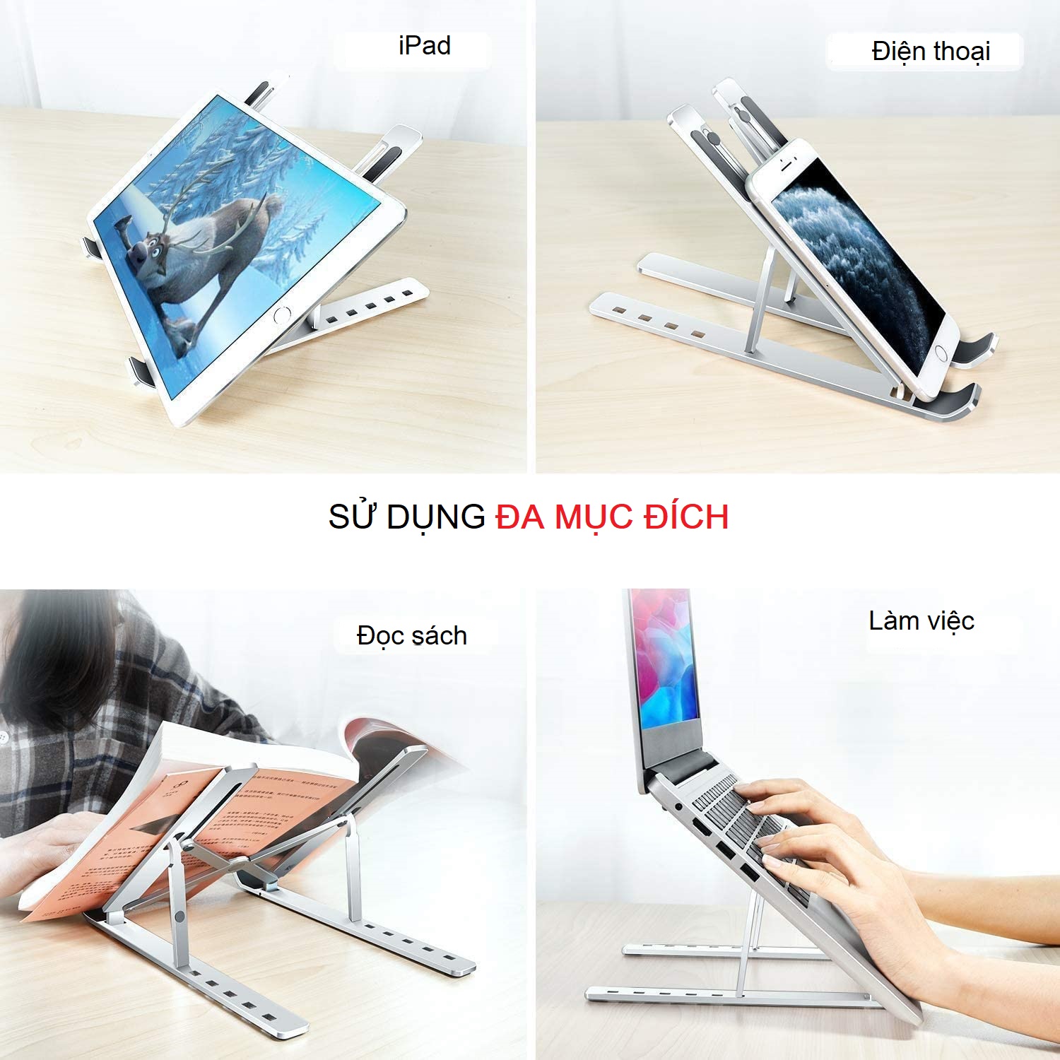 Đế Tản Nhiệt Cao Cấp Dành Cho Macbook, Laptop - Thiết Kế Sang Trọng - Tiện Lợi Cho Việc Mang Theo - Tùy Chỉnh Độ Cao Và Gấp Gọn - Chất Liệu Hợp Kim Nhôm - Hàng Chính Hãng - VinBuy