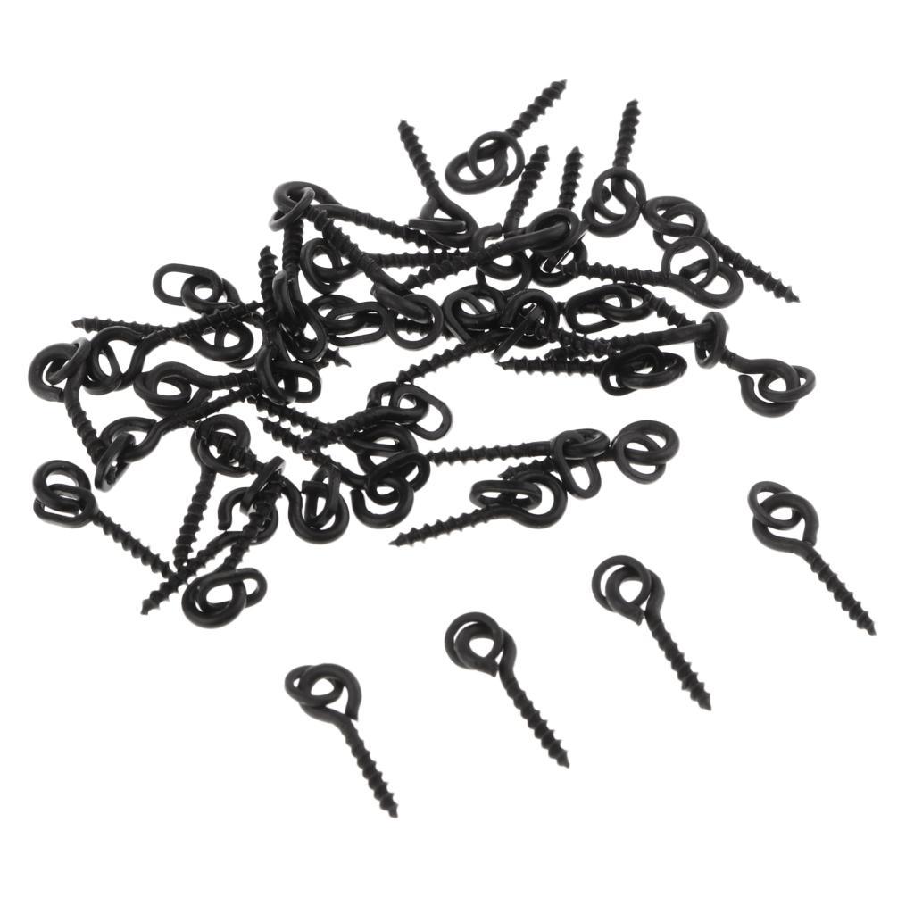 40pcs Steel Boilie Bait Screw Fishing Bait Ring Swivel Carp Fishing Terminal Tackle