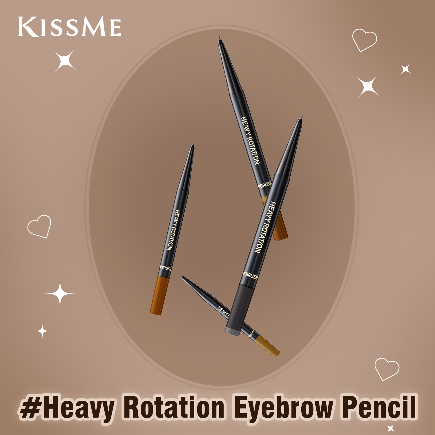 Bút Chì Sáp Kẻ Lông Mày Chống Lem Trôi ,Lõi Siêu Mịn Kissme Heavy Rotation Eyebrow Pencil (0,09g)
