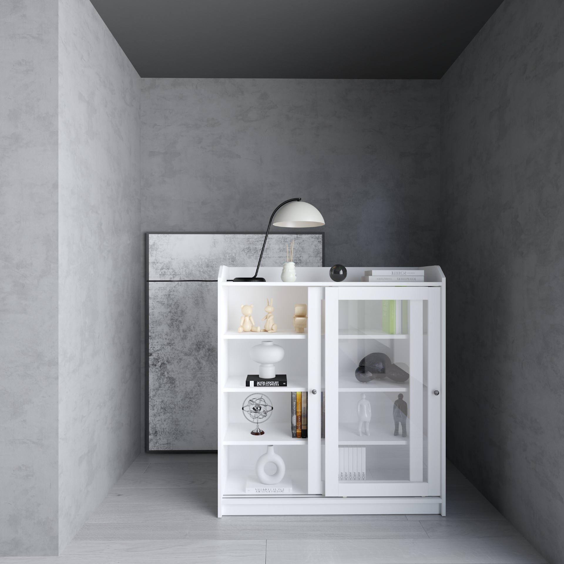 RUNI, Tủ đựng đồ - 2 cánh cửa kính, 105cm x 37cm x 116cm , TCL_001