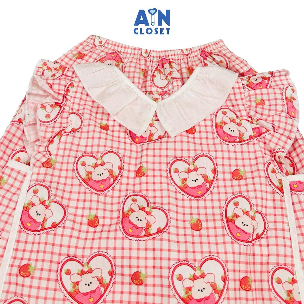 Bộ quần áo Lửng bé gái họa tiết Cún Tim Hồng Cotton - AICDBGPH62HZ - AIN Closet