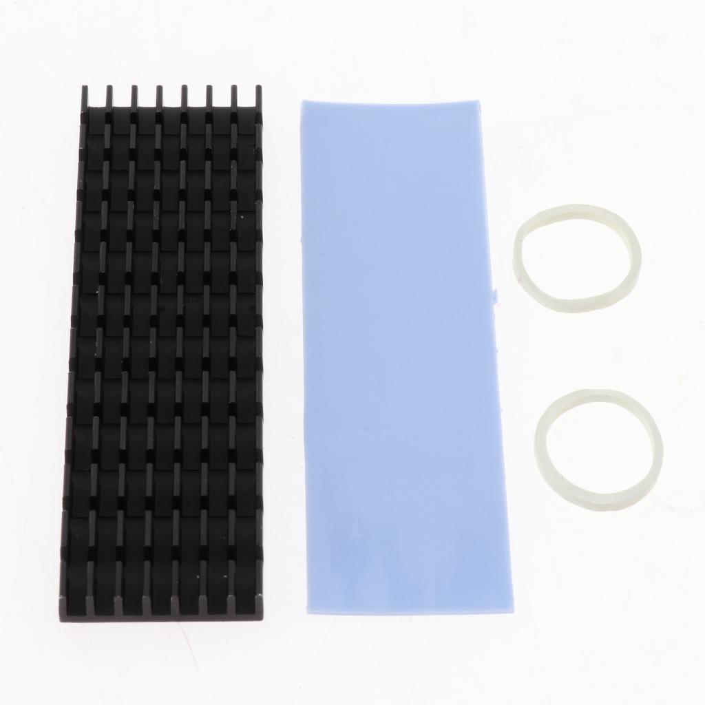 Aluminum M.2 2280 SSD Cooling w/ Silicone Thermal Pad - Black