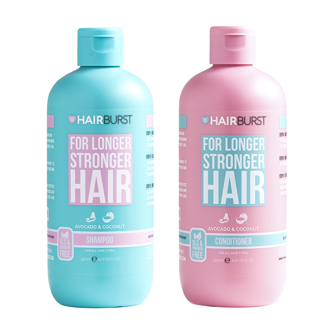 Set gội xả Hairburst For Longer Stronger Hair cho tóc bóng mượt, chắc khỏe (Bộ 2 chai x 350ml)