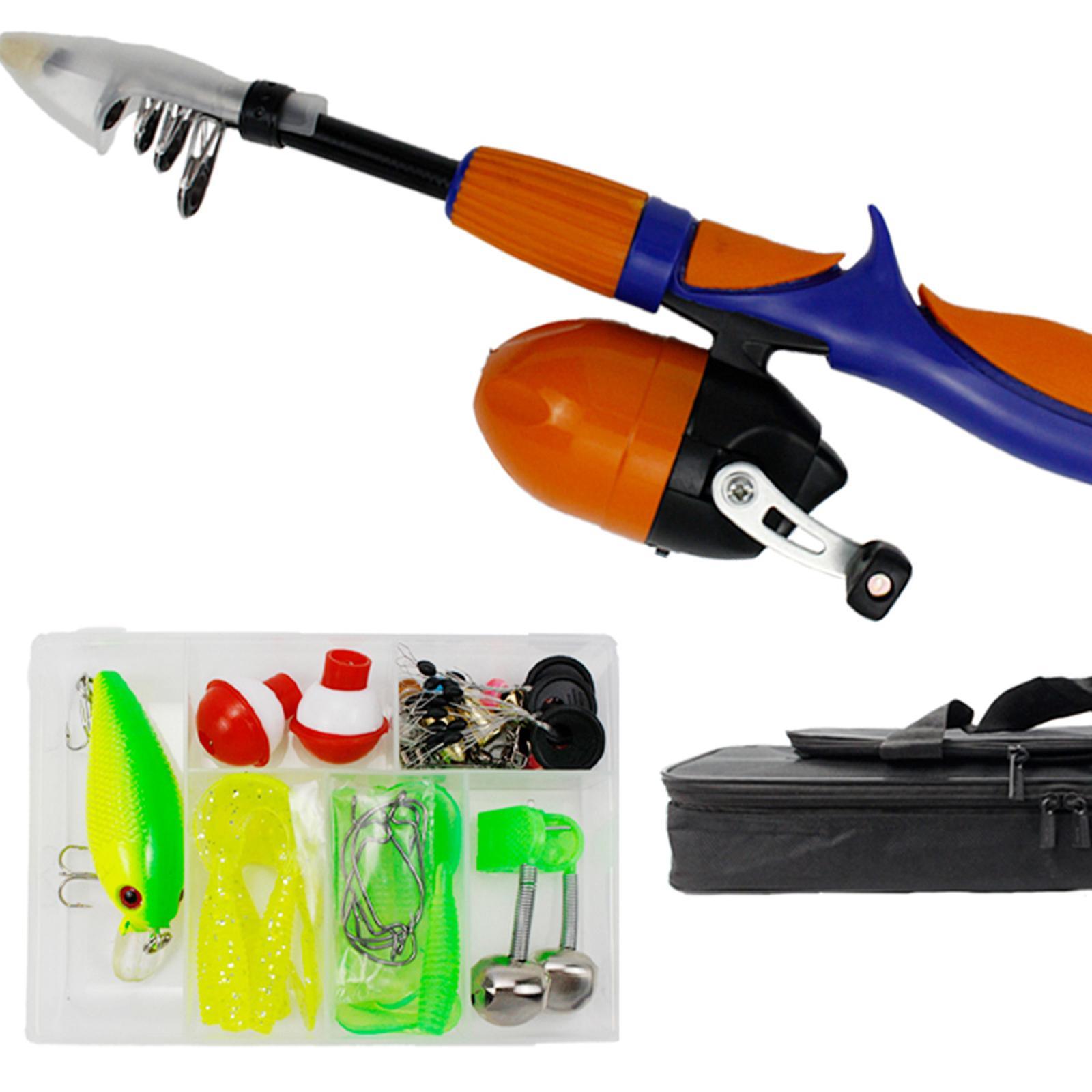 Fishing Pole Child Telescopic Rod and Reel Carrier Bags with Fishing Line Fishing Gear Accessories for Starter Children