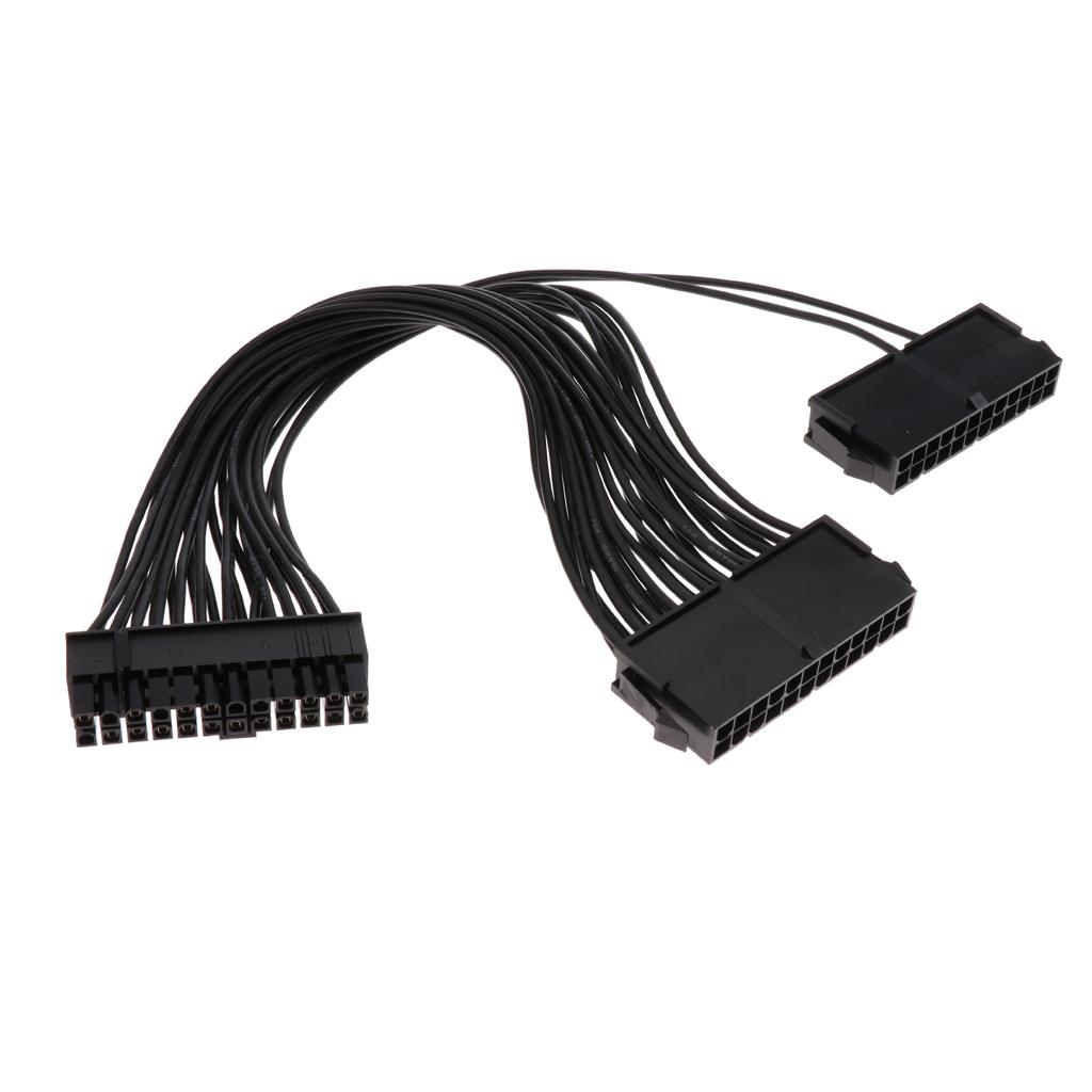2X 30cm 24 Pin ATX Dual PSU Mainboard Motherboard Power Supply Extension Cable