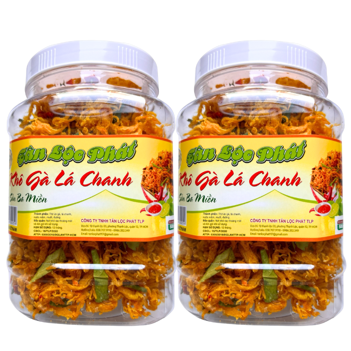 KHÔ GÀ LÁ CHANH TÂN LỘC PHÁT COMBO 1KG  - MỖI HŨ 500G