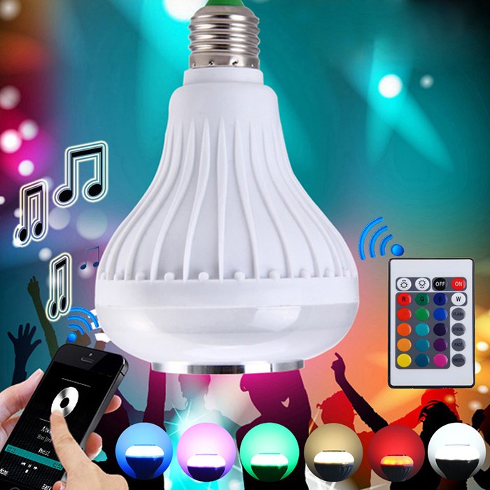 Bóng Đèn Led Kiêm Loa Phát Nhạc Bluetooth - Bóng đèn phát nhạc đổi màu bằng điều khiển - Hàng chính hãng