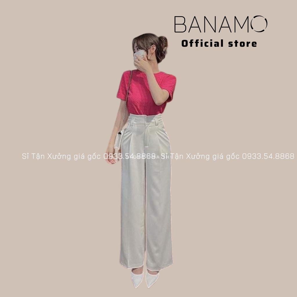 Quần ống suông đỉa bản to chất siêu đẹp thời trang Banamo Fashion sớ suông đỉa to 973