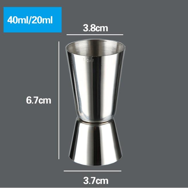 Zigger 2 đầu inox, Ly đong 2 đầu inox 20/40ml