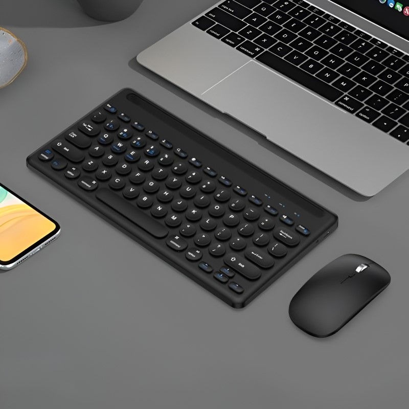 Bộ Bàn phím chuột không dây W609 có khe để điện thoại , máy tính bảng - kết nối bluetooth 5.0 + Usb 2.4g Pin sạc TypeC hàng nhập khẩu