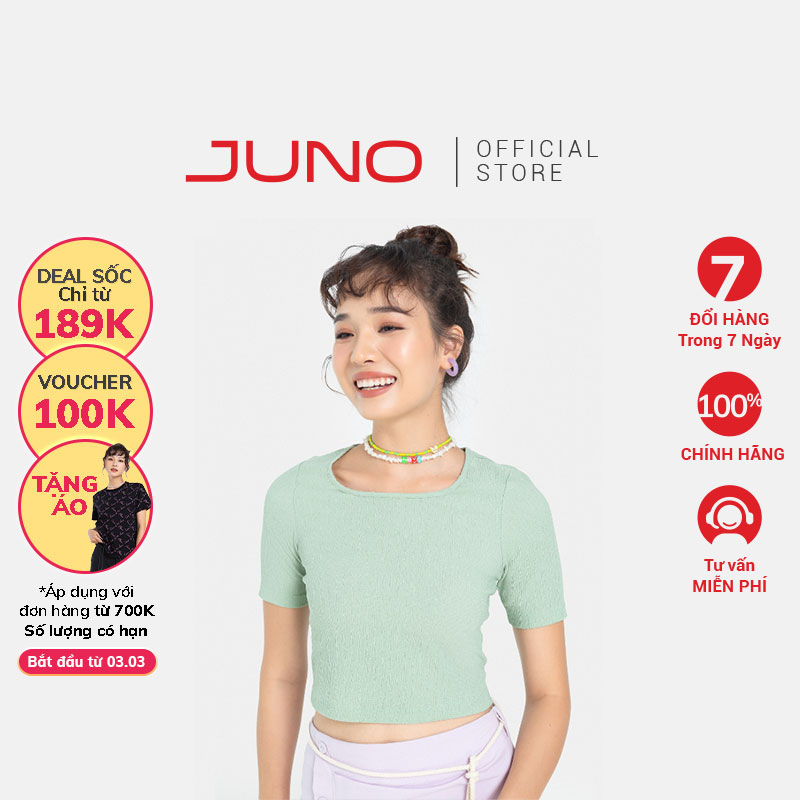 Áo Thun Nữ Thời trang JUNO Crop Top Cut Out Lưng  JNATH022