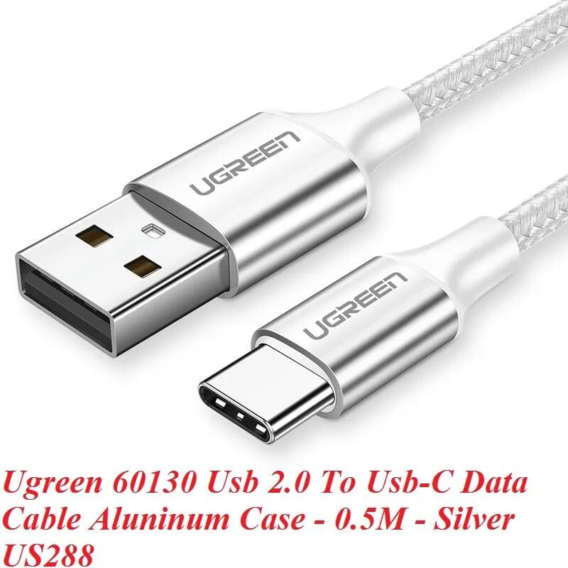 Ugreen UG60130US288TK 0.5m cáp usb ra type c bọc nhôm màu bạc - HÀNG CHÍNH HÃNG