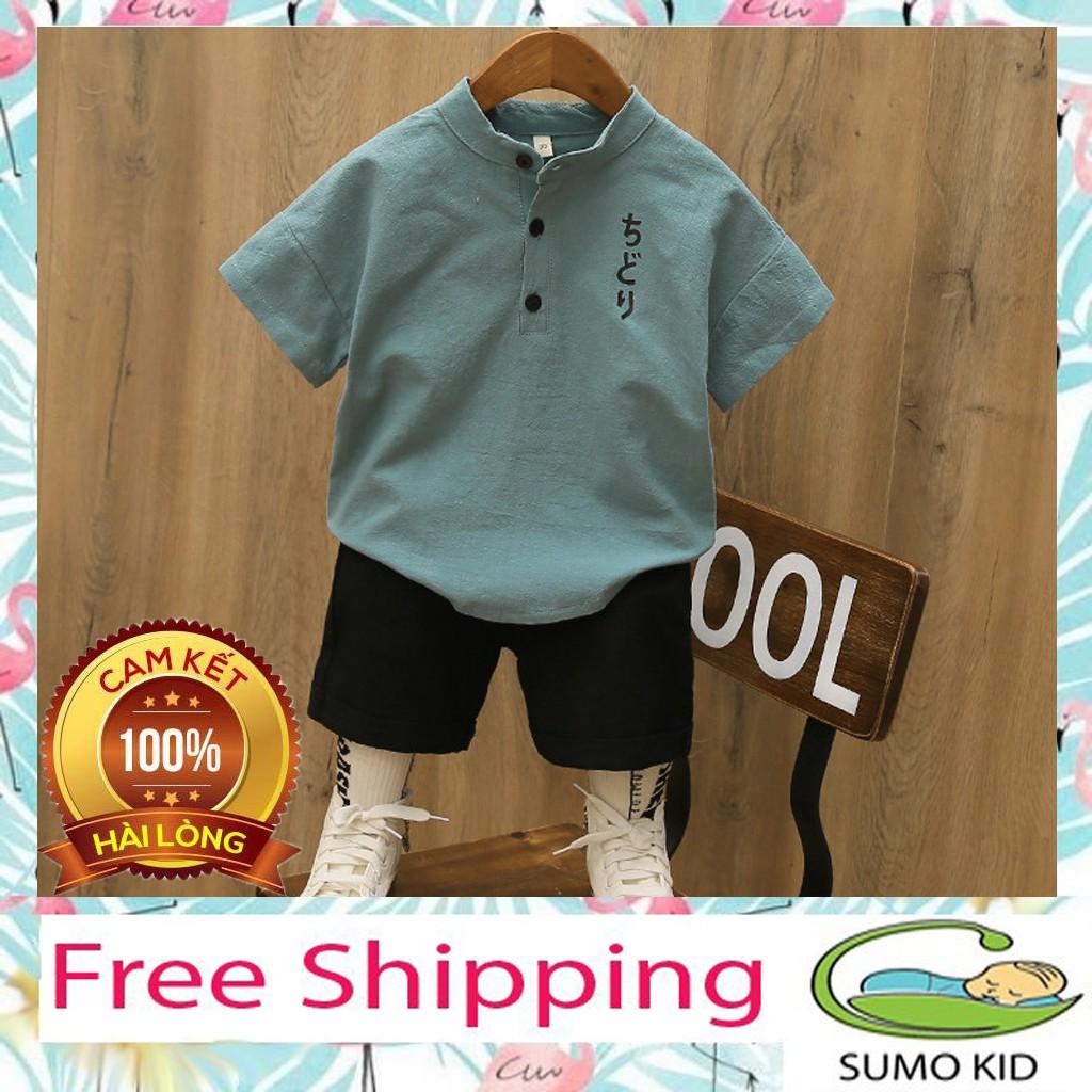 Bộ Cộc Tay Cho Bé Trai In Hình Suduku Chất Đũi Cực Mát Cho Bé Từ 7-26kg Hàng Cao Cấp - SUMO KIDS