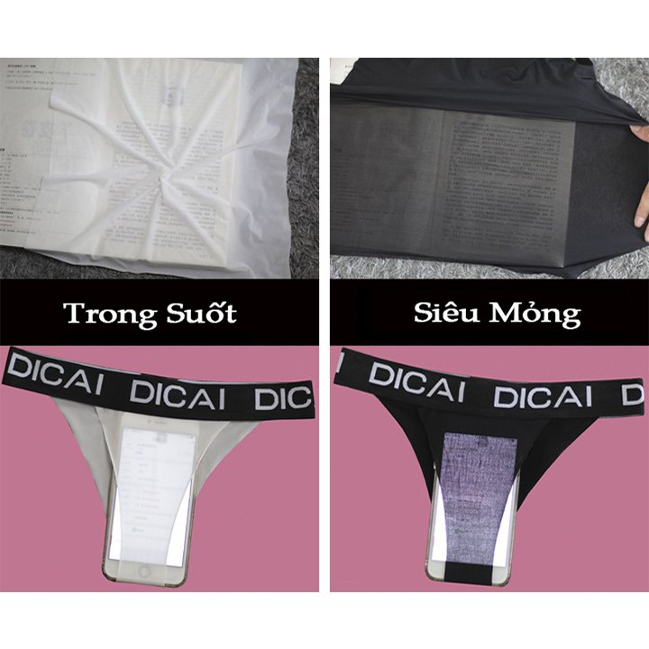 Quần Lót Nữ Tam Giác Siêu Mỏng, Trong Suốt. Sexy, Siêu Đẹp, Thoáng Mát ! Cạp Chun In Chữ Dicai