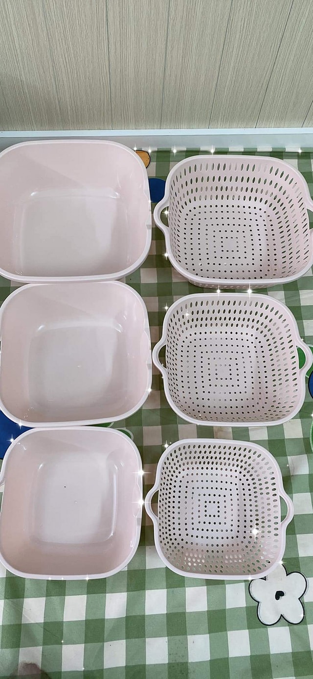 Bộ rổ nhựa kèm thau 6 món cao cấp đủ size- tiết kiệm- bền đẹp