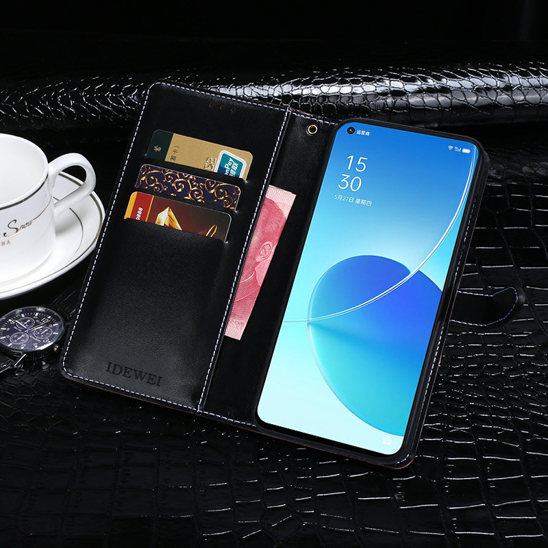 Bao Da Vân Cá Sấu Cho OPPO Reno6 5G Cao Cấp Dạng Ví Có Quai Cài, Có Khe Đựng Thẻ