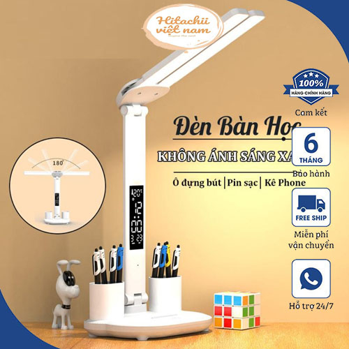 Đèn học chống cận chống cận, đèn đọc sách để bàn sạc pin 3 chế độ ánh sáng, màn hình LED hiện thị ngày - Hàng chính hãng