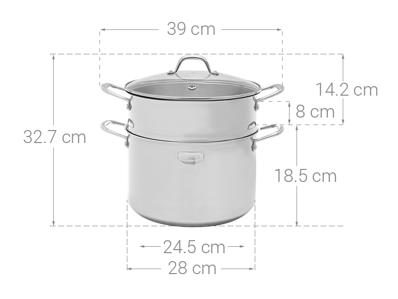 Nồi Hấp (Xửng Hấp) 3 lớp Inox Liền Khối Elmich Tri-max CZ EL-3831 (Đường kính 28cm, Dung Tích 10,5L) - Hàng Chính Hãng