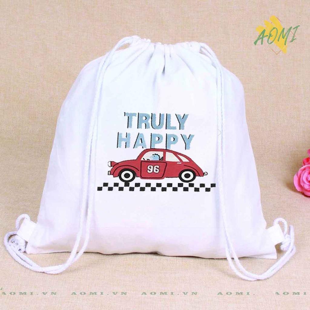 BALO MINI hoat hình khủng long cute AOMIVN DÂY RÚT ĐEO VAI 33x38cm NHỎ XINH UNISEX CHẤT CANVAS CUTE TIỆN ÍCH DU LỊCH