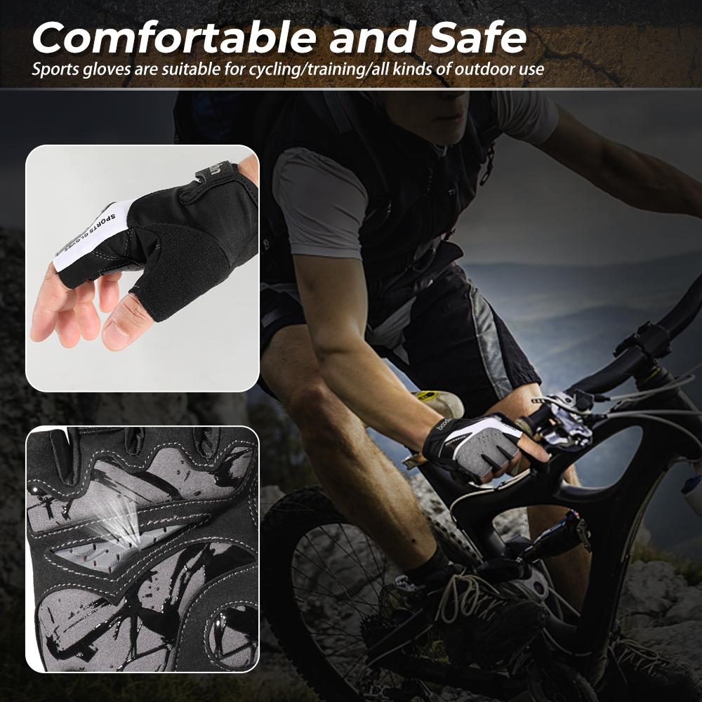Đi xe đạp nửa ngón tay găng tay nam giới phụ nữ chống trượt chống trượt. Color: Black Size: XL