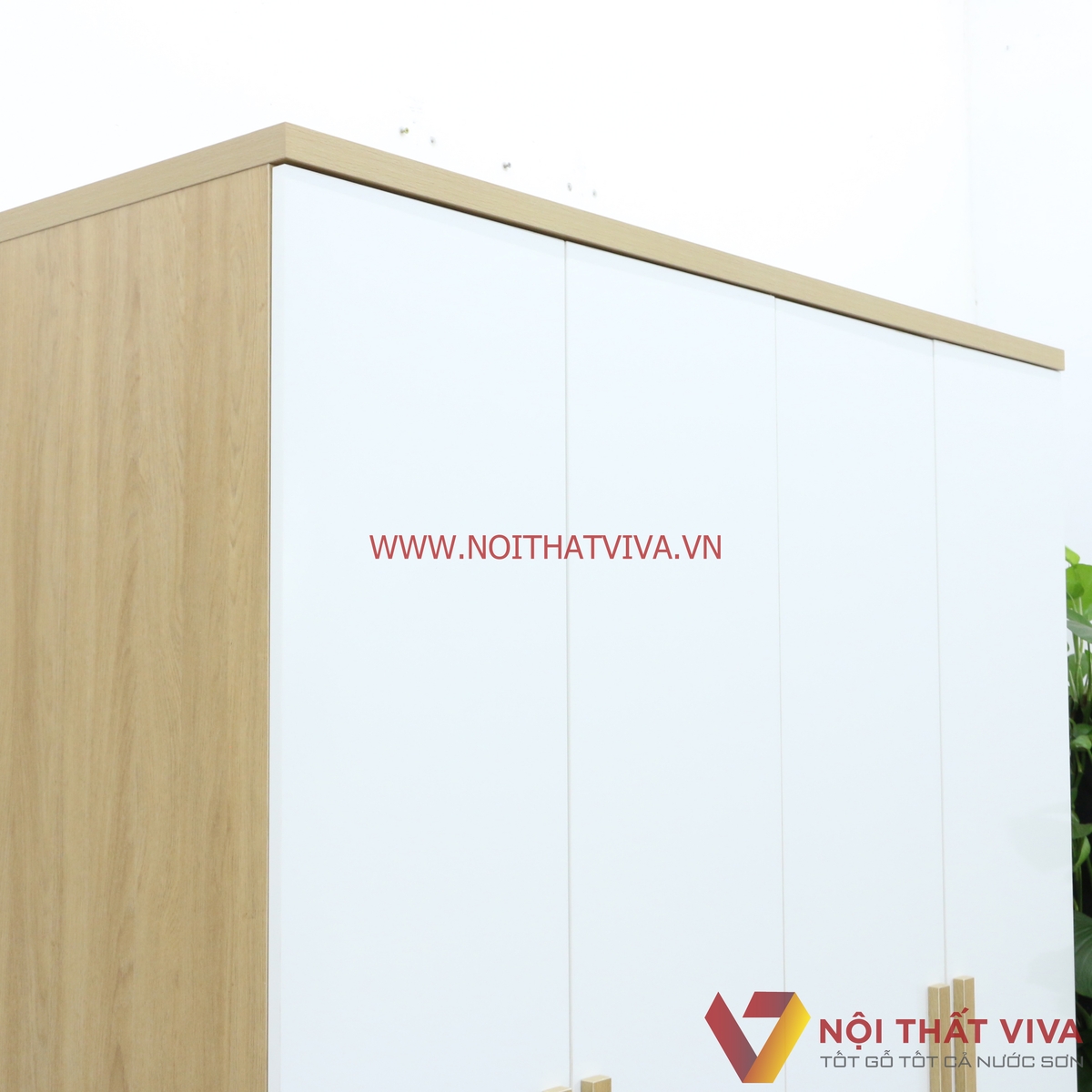 Tủ Quần Áo Gỗ MDF Melamine Màu Vàng 4 Cánh Trắng Hiện Đại Đẹp Giá Rẻ