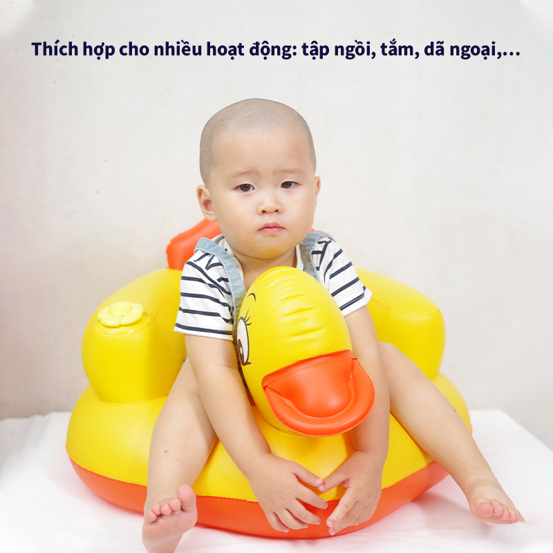 Ghế phao tập ngồi từ 6 tháng tuổi loại dày Baby-S, Ghế hơi tập ngồi cho bé hình vịt vàng ngộ nghĩnh – SSS030