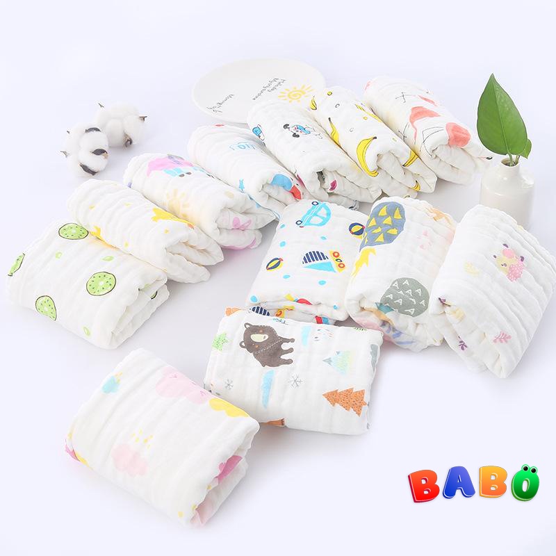 Khăn vải xô cotton 6 lớp lau mặt dài 25 * 50 bông nhăn trẻ em cho trẻ sơ sinh chất liệu thấm nước cho bé (TBB152)