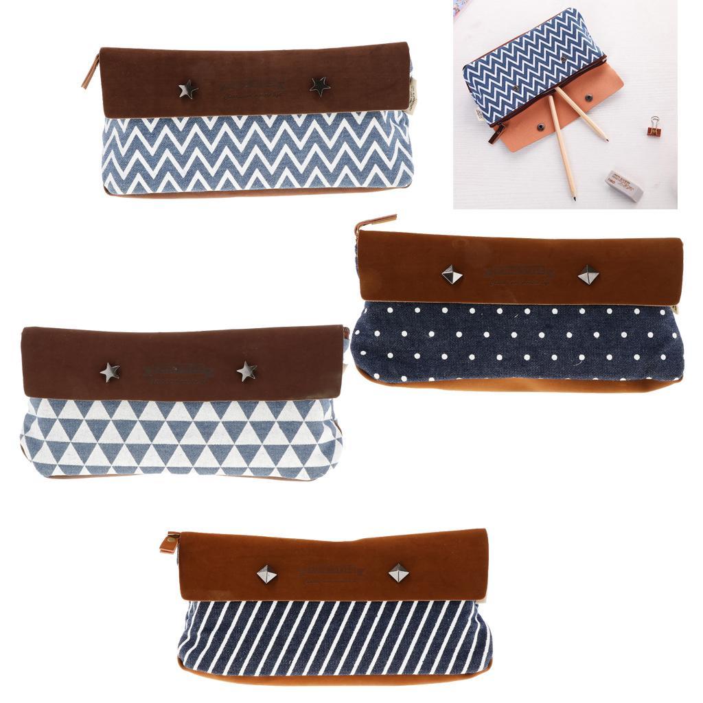 Canvas Large Capacity Pencil Pen Case Student Office School Stationery Case Large Storage Bag Pouch Holder Make Up Organizer Pouch Zipper Bag