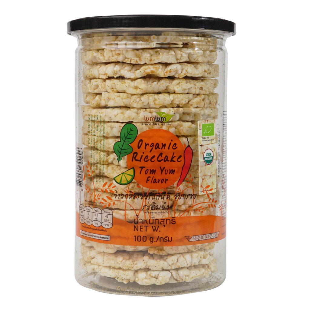 Bánh Gạo Lứt Hương Lài Hữu Cơ Vị TomYum 100g Lumlum Organic Rice Cake Tomyum Flavor