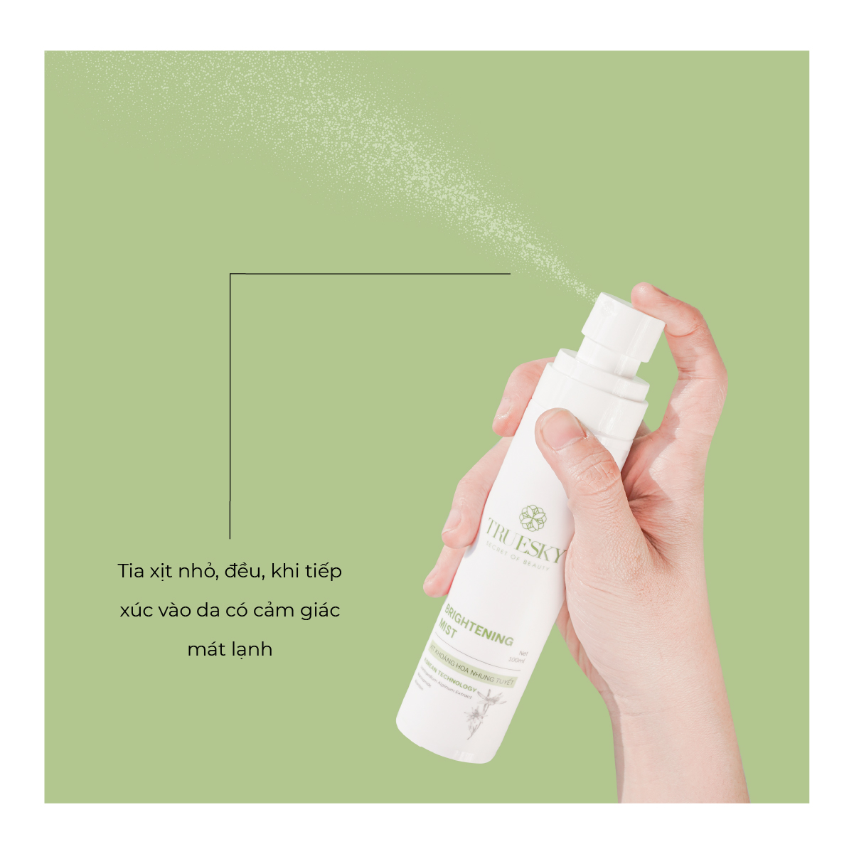 Xịt khoáng hoa nhung tuyết giúp dưỡng ẩm và cân bằng độ pH da Truesky Brightening Mist 100ml