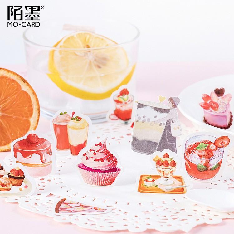 STI46 Bộ 45 miếng dán sticker dễ thương - Strawberry tea time