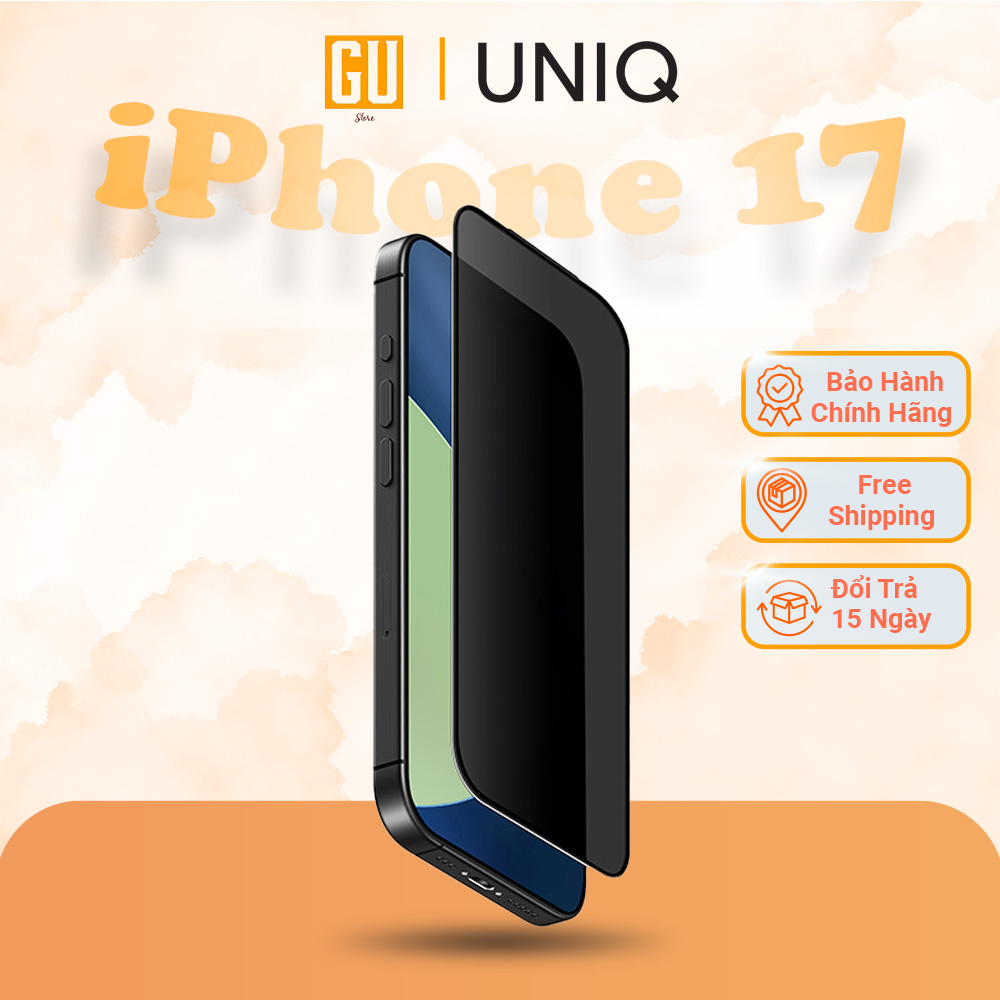 Kính Cường Lực Chống Nhìn Trộm Cho iPhone 17 Series UNIQ Optix Covex PRIVACY Độ Dày 0.33mm Bảo Vệ Sự Riêng Tư Mà Vẫn Rõ Nét Hàng Chính Hãng