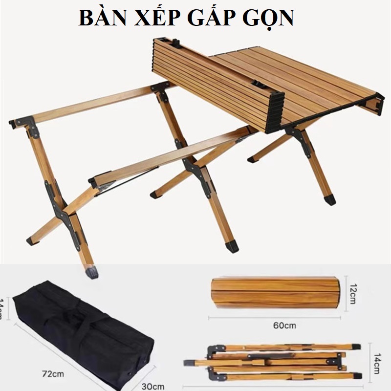 Bàn Nhôm Cuộn Cắm Trại Dã Ngoại Gấp Gọn - Bàn Gấp Dã Ngoại Du Lịch Bằng Nhôm Tiện Lợi Kích Thước 120x60x45cm