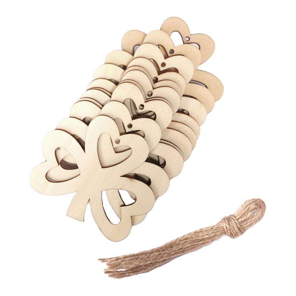 20x Hollow Wood   Slice Pieces Hanging Pendant DIY Party Home Ornaments
