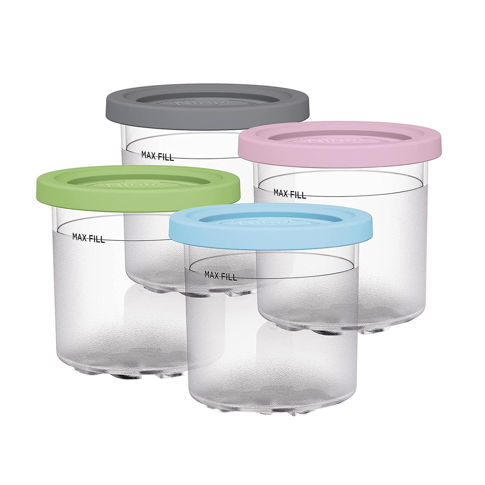 4Pcs Freezer Food Storage Tubs with Silicone Lid for Kitchen Restaurant