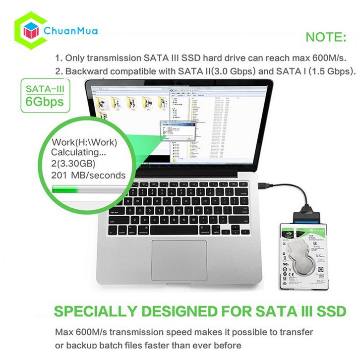 Cáp Sata 3.0 kết nối ổ cứng ngoài chuyển đổi USB 3.0 sang SSD HDD SATA 2.5 inch Hàng Chính Hãng