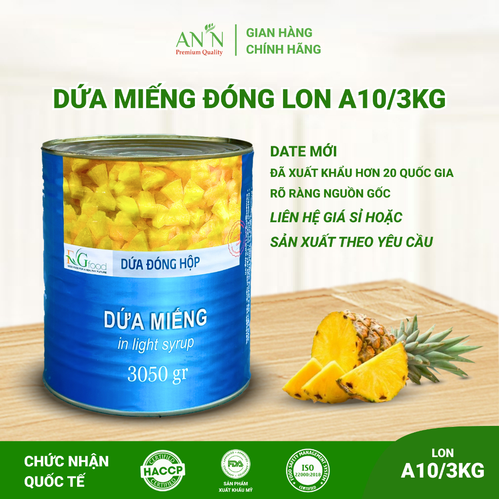 Dứa Miếng Ngâm Nước Đường F&amp;G - Lon A10