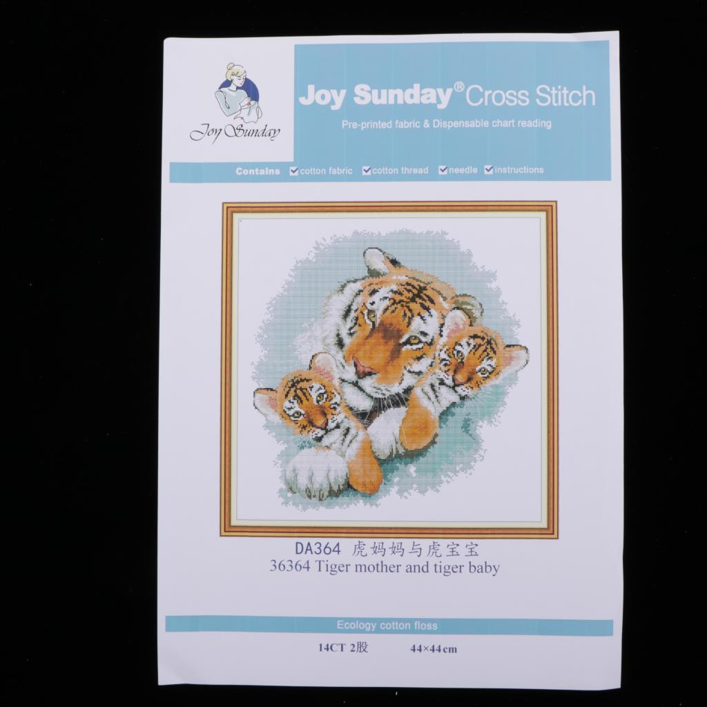 DIY Handmade Needlework Cross Stitch Set Embroidery Kit Precise Printed Tigers