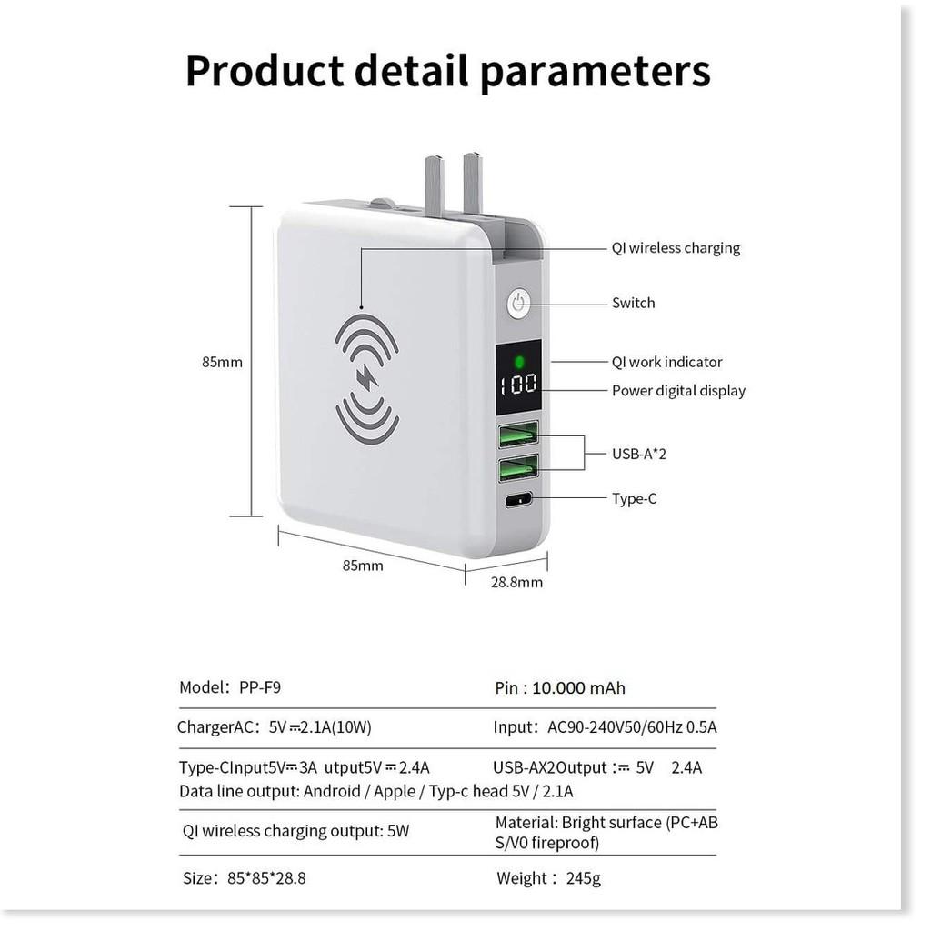 Cốc sạc không dây QI Wirless kiêm sạc dự phòng 10.000mAh