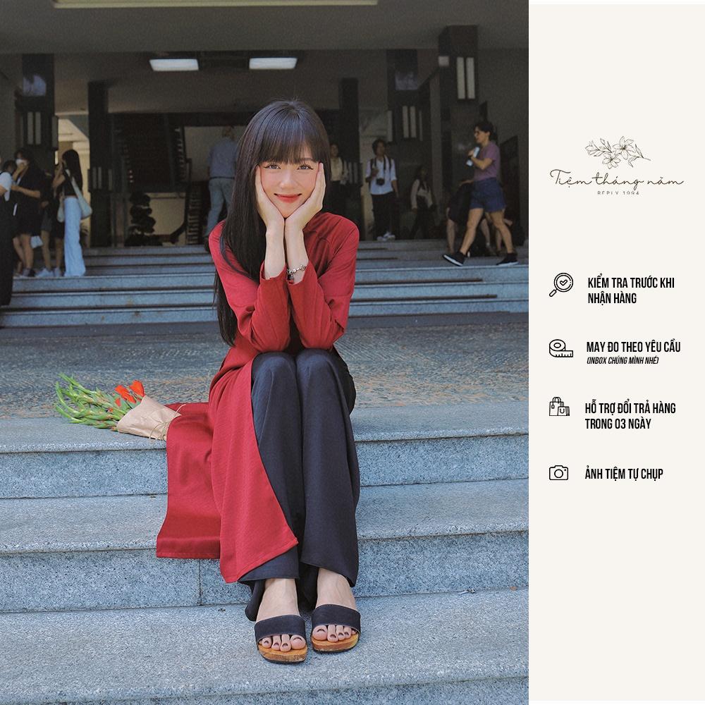 Áo dài xưa dáng suông - màu đỏ đô